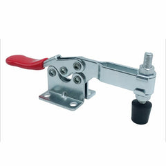 Heavy-Duty Toggle Clamp, 220 lbs Capacity, Zinc-Plated Steel, Adjustable Rubber Tips, Low Profile Design, 143mm Length
