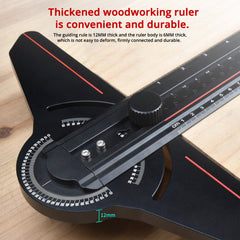 Multi-Use Aluminum Ruler with Laser Engraving, Durable Design, Adjustable Angles - Black & Red Options Available