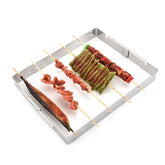 Portable Barbecue BBQ Rack Stainless Steel Skewer Meat Foods Grill Camping Tool