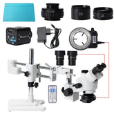 3.5X 90X Simul-Focal Double Boom Stand Trinocular Stereo Zoom Stereo Microscope 24MP 4K HDMI Camera 56 LED Light Microscopie