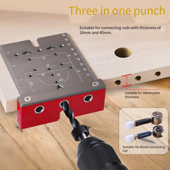 3-in-1 Punch Locator Board for Marking, Positioning & Line-Drawing - Durable Aluminum Alloy, Portable for Woodworking