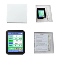 6 In 1 Air Quality Monitor PM2.5/TVOC /CO2/HCHO/Temperature/Humidity Built-in Battery Multifunction Air Quality Tester