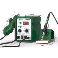 2 in 1 110V/220V Digital Display Lead-free Hot Air Gun Soldering Rework Station with 3 Nozzles