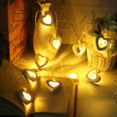 1.8M 0.3W Wooden Heart Shape Battery Powered 10LED Fairy String Light for Christmas Home Party Decor DC3V