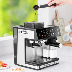 All-in-One Espresso Coffee Machine with Built-in Grinder Dual Boiler, Automatic Milk Frother Hot & Cold Brew Touch Screen
