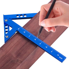 Blue Aluminum Alloy Center Finder Tool - 45/90 Degree Right Angle Gauge for Precise Measurements (Metric/Inch)