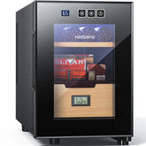 16L Cooler Humidor, Electronic Cooler Humidor with Spanish Cedar Wood Shelves Upgraded Version with Digital Hygrometer Displays, 100 Capacity