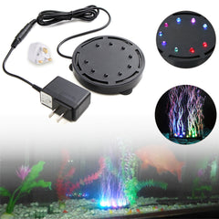 9 LED Aquarium Bubble Light Air Stone,Tank LED Air Bubbler Light Submersible Air Pump Bubble Stone Lamp for Turtle Tank Decoration