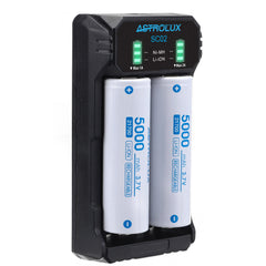 Type-C QC 3.0 Quick Charge USB Battery Charger Dual-slots For Li-ion/IMR/INR/ICR Ni-MH Ni-Cd 21700 18650 26650 Flashlight Battery