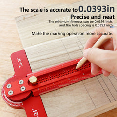 24" Aluminum Alloy Woodworking Ruler - 0-90° Angle Marking, Anodized Finish, Precise Measurement Tool
