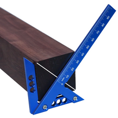 Blue Aluminum Alloy Center Finder Tool - 45/90 Degree Right Angle Gauge for Precise Measurements (Metric/Inch)