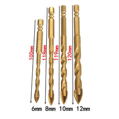 Hex Shank Tile Glass Cross Spear Head Long Drill Bit 6/8/10/12mm With Tungsten Carbide Tip