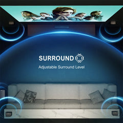410W 7.1CH Soundbar with 2x Steady 300 Stands Virtual Surround Sound System with 4 Wired Surround Speakers and 6.5" Wireless Subwoofer Home Theater SurroundX Soundbar Subwoofer with 2x Pairs of Steady 300 Surround Speaker Stands