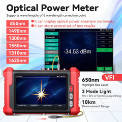 IPC Camera Tester 8 Inch Touch Screen 12V 24V HDMIVGA PoE TDR VFL CVBS AHD TVI CVI IP Camera Tester Optical Power Meter