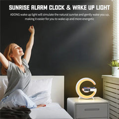 15W Fast Wireless Charging Bedside Lamp with Bluetooth Speaker, 9 Light Modes, AUX & TF Card Support, Mini Size