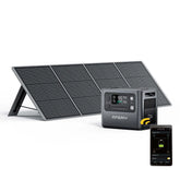 2400W 2048Wh LiFePO4 Portable Power Station with 1 x 400W Solar Panel, UK Plug, App Control & UPS for Camping & Home Backup
