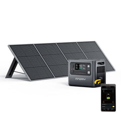 2400W 2048Wh LiFePO4 Portable Power Station with 1 x 400W Solar Panel, UK Plug, App Control & UPS for Camping & Home Backup