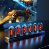 RGB Nixie Tube Clock with IPS Color Screen, LED Night Light for Gaming Desk, Home Decor Gift Idea