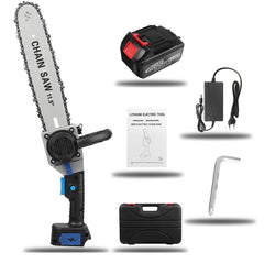 12" Cordless Electric Chain Saw One-Hand Saw Woodworking Tool W/ 1/2pcs Battery