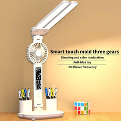 Multifunctional Desk Clock with LED Lamp, Eye Protection, Intelligent Display, Touch Control, 3 Light Modes, Stepless Dimming
