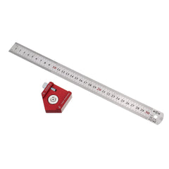 Adjustable 45/90 Degree Line Scribe Ruler - 300mm Stainless Steel & Aluminum Marking Tool for Woodworking