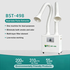 Dual-Tube Fume Extractor 200W 310m³/h Soldering Smoke Absorber Air Purifier With 3-Layer Filtration System For Electronics Welding