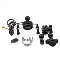 3.5-6 inch Phone GPS Holder USB Charger Motorcycle Scooter WUPP 3 Colors