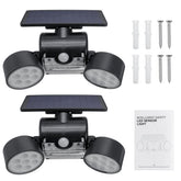 LED Solar Power Street Light Double Head Spotlight PIR Motion Sensor Wall Lamp Outdoor Garden Path Yard Lighting