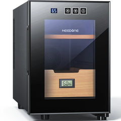16L Cooler Humidor, Electronic Cooler Humidor with Spanish Cedar Wood Shelves Upgraded Version with Digital Hygrometer Displays, 100 Capacity