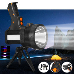 Strong LED Spotlight with Tripod USB Rechargeable Powerful Searchlight Portable Handle Flashlight For Camping Hunting Fishing