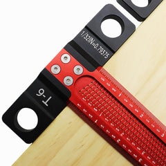6/12 Inch Woodworking T-Ruler - Aluminum Alloy Hole Marking Tool for Accurate Drawing and Measurement