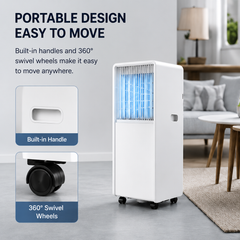 16000 BTU Portable Air Conditioner | All-in-One Plug-and-Play AC with Wheels (No Installation Required)