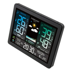 Weather Station Alarm Clock Wireless Indoor Outdoor Thermometer with Atomic Clock Forecast Station with Calendar and Adjustable Backlight