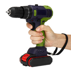 32V Brushless Impact Drill Lithium Electric Torque Drill Driver With 1/2 Battery LED Light