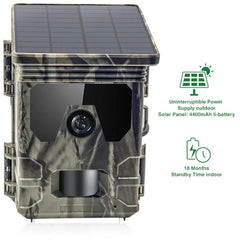 24MP 1080P Solar Panel Hunting Camera Outdoors IP65 Waterproof Infrared Night Vision Monitoring Wildlife Trap Trail Camera Video Photo Recorder Cam