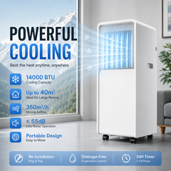 16000 BTU Portable Air Conditioner | All-in-One Plug-and-Play AC with Wheels (No Installation Required)