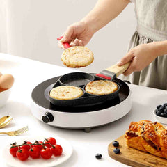 Medical Stone Coating Non-stick Three Holes Omelette Pan Egg Dumpling Pan Non-slip Anti-scalding Breakfast Pan