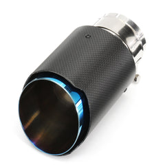 Universal 63mm Blue Steel End Carbon Fiber Exhaust Muffler Tip Pipe