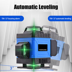 3D 360 12 Lines Green Laser Level Auto Self Leveling Horizontal Vertical