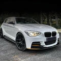 Car Front Bumper Lip + Front Corner Spoiler Splitter Modification Kit Glossy Black for BMW 1 Series F20 F21 Early M-Sport 2012-2014