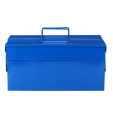 1PCS Blue Double-layer Iron Toolbox Double-layer Iron Toolbox Portable Folding Toolbox Household Storage Box