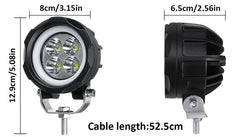 3 Inch 10V-30V 40W LED Circle Headlights Angel Ring Work Fog Light Waterproof 6000K-7000K For Off-Road Vehicle