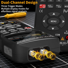 Handheld Oscilloscope Multimeter 3-In-1 Dual Channel 50MHz 280MSa/s 66000 Counts Signal Generator IPS Display