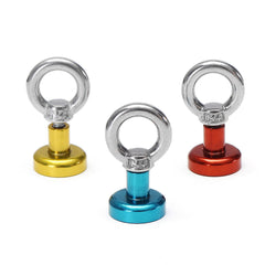 16mm 5kg Neodymium Recovery Magnet Metal Detector Circular Eyebolt Magnet Red/Yellow/Blue