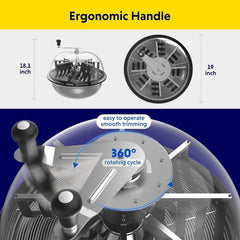Greenzech 19" Bud Leaf Bowl Trimmer, Manual Spin Cutter, Clear Dome, Stainless Steel Blades for Hydroponics & Flowers