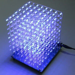 8x8x8 LED Cube 3D Light Square Blue LED Flash Electronic DIY Kit
