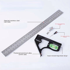 12" Professional Resolution Adjustable Stainless Steel Angle Combination Square Ruler