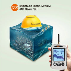 Portable Professional Sounder Wireless Sonar Fish Finder Fishing Probe Detector Fishfinder with Dot Matrix