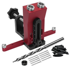Oblique Holes Pocket Hole Jig with Clamp, Adjustable Woodworking Drill Guide & Dowel Locator, 9.5mm Bit Included