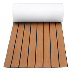 6mm 45x240cm EVA Foam Teak Deck Sheet Self Adhesive Boat Yacht Synthetic Decking Foam Floor Mat Brown With Black Stripes